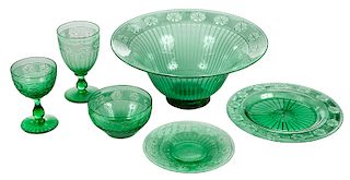 Approximately 117 Pieces of Green Hawkes Glass