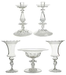 Five Pieces of Clear Venetian Glass