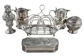 Six English & Continental Silver Table Items