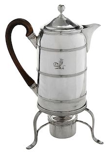 English Silver Hot Water Pot with Stand