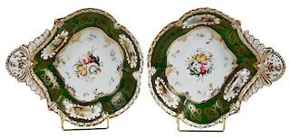 Pair British Porcelain Shell Dishes