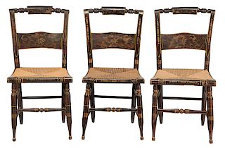 Three American Classical Fancy Painted Side Chairs