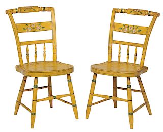 Pair of Yellow Painted Side Chairs