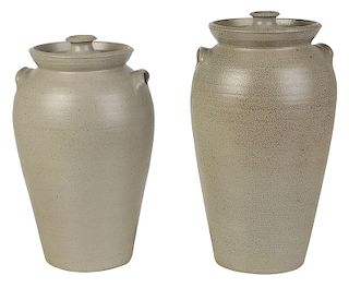 Two Large C.B. Craven Stoneware Churns