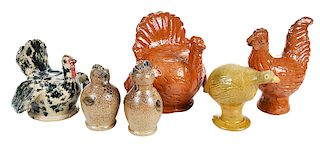 Six Seagrove Pottery Bird Figures