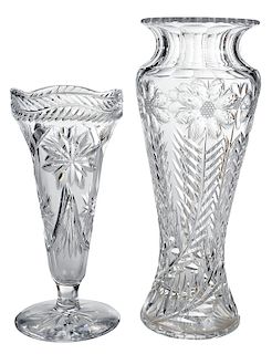 Two American Brilliant Period Cut Glass Vases