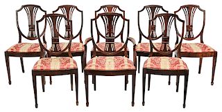 Eight Hepplewhite-Style Mahogany Dining Chairs