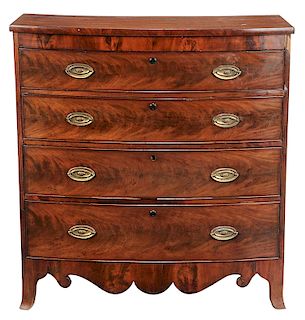 Hepplewhite Mahogany Bow Front Chest of Drawers