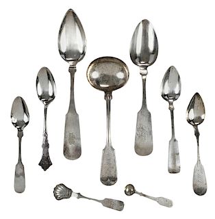 24 Pieces Coin Silver Flatware, One Charleston