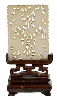 Chinese Carved White Stone Plaque