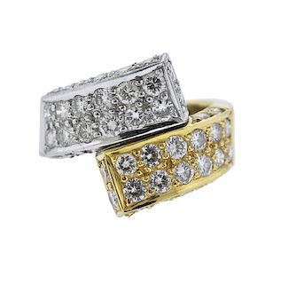 Platinum 18k Gold Diamond Bypass Ring 