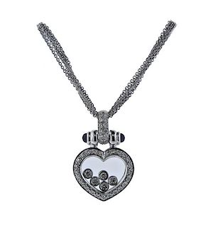 18K 14K Gold Diamond Blue Stone Heart Pendant Necklace
