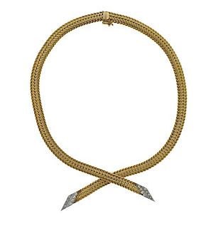 14k Gold Diamond Lariat Necklace 
