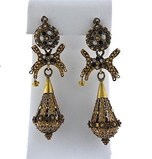Antique Victorian Gold Drop Earrings 