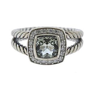 David Yurman Sterling Diamond Blue Stone Ring