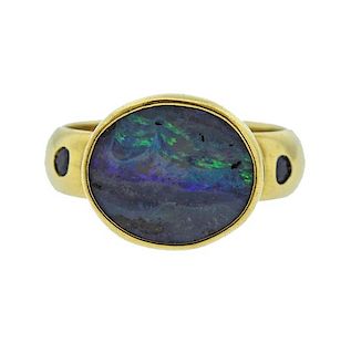 20k Gold Opal Sapphire Ring 