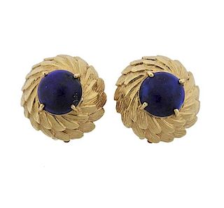 14k Gold Blue Stone Earrings 
