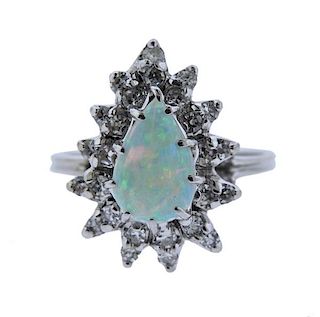 14k Gold Diamond Opal Ring 