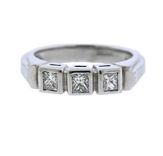 Platinum Diamond 3 Stone Wedding Band Ring