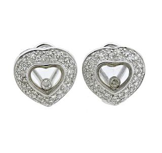 18K Gold Diamond Heart Earrings