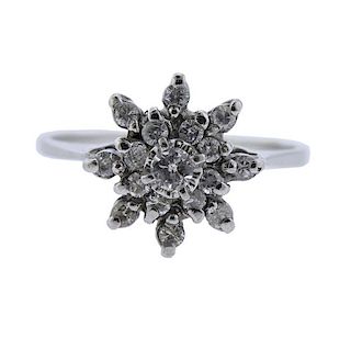 14K Gold Diamond Snowflake Ring