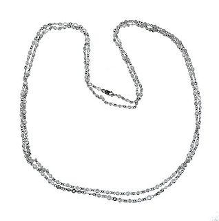 Platinum 5.00ctw Diamond Station Long Necklace 