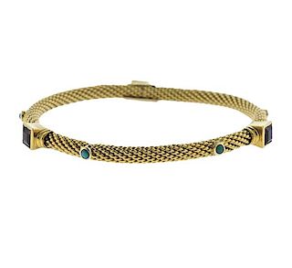 David Yurman 18K Gold Gemstone Bangle Bracelet