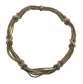 Tiffany &amp; Co 14K Gold Diamond X Rope Necklace Bracelet Set