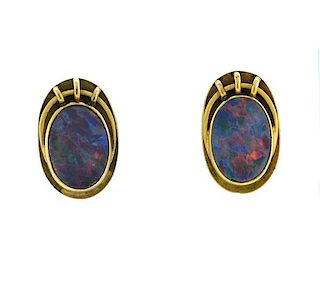 Asprey 9K Gold Opal Earrings