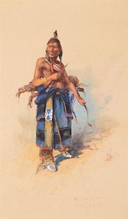 Edgar S. Paxson (1852-1919), The Arrow - Crow Warrior, Hairy Moccasin Custer Scout (1908)