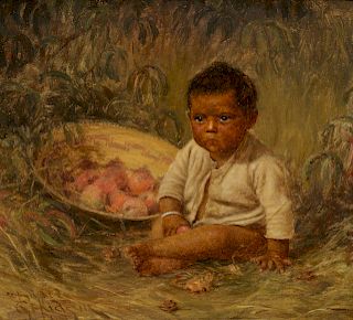 Grace Carpenter Hudson (1865-1937), Rikis Sitting Under a Peach Tree (1909)