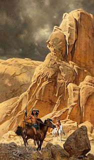 Frank McCarthy (1924-2002), Warriors of Canyon Land - Navajo (1988)