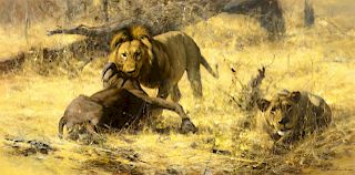David Shepherd (1931-2017), Lions with Buffalo Kill