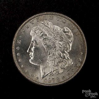 Silver Morgan dollar coin, 1878 S, MS-63.