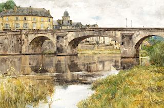 Donald Teague (1897-1991), The Bridge at Montignac (Perigord)