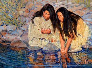 Charles Schridde (b. 1926), Indian Maidens at the Well