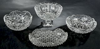 Three Brilliant Period Cut Glass Bowls, Compote