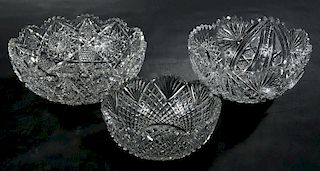 Three Brilliant Period Cut Glass Bowls
