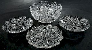 Four Brilliant Period Cut Glass Plates/Bowl
