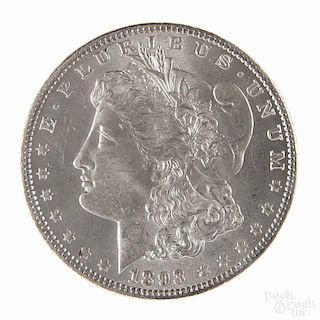 Silver Morgan dollar coin, 1893, MS-62 to MS-63.