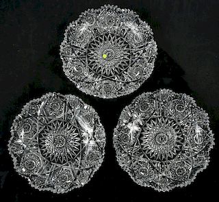 Three Clarke Brilliant Period Cut Glass Plates
