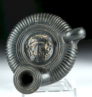 Greek Campanian Blackware Guttus w/ Herakles