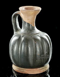 Miniature Greek Black Glazed Handled Vessel