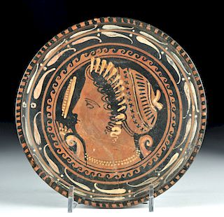 Greek Apulian Red-Figure Plate - Lady of Fashion