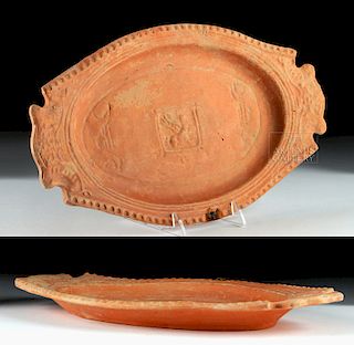 Roman Redware Oval Platter w/ Stamped Griffin Center