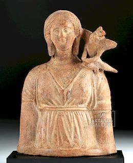 Roman Terracotta Torso of Woman with Cherub