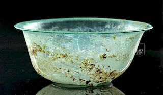 Delicate Roman Glass Bowl w/ Fluted Rim