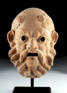 Rare Roman Terracotta Actor's Mask of Silenus