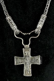 Viking Silver Religious Cross & Chain - 56.4 gr.