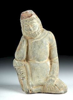 Chinese Han Dynasty Pottery Figure of Seated Man